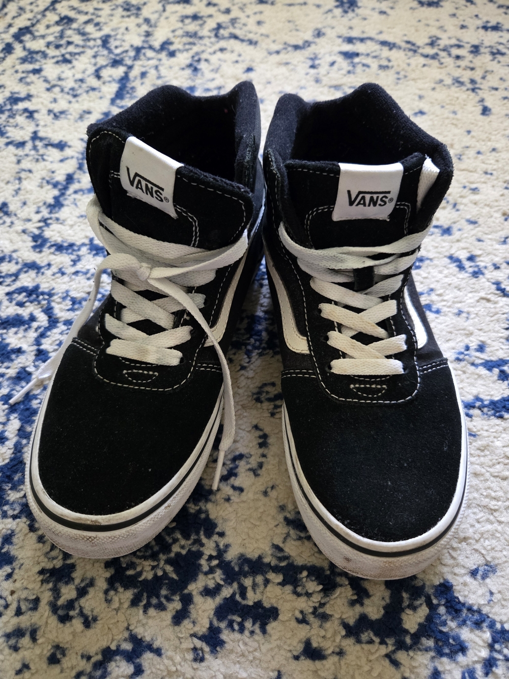 Vans Kids Black and White Mid-Top Skate Shoes
